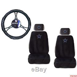 New NFL Dallas Cowboys Car Truck 2 Front Seat Covers & Steering Wheel Cover