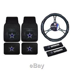 New NFL Dallas Cowboys Car Truck Floor Mats Steering Wheel Cover Seat Belt Pads