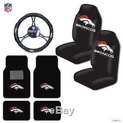 New NFL Denver Broncos Car Truck Seat Covers Floor Mats Steering Wheel Cover