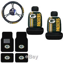New NFL Green Bay Packers Car Truck Floor Mats Seat Covers Steering Wheel Cover