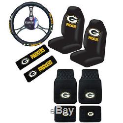 New NFL Green Bay Packers Car Truck Seat Covers Steering Wheel Cover Floor Mats