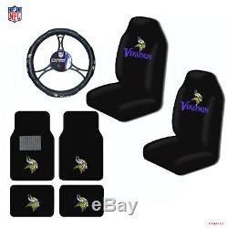 New NFL Minnesota Vikings Car Truck Seat Covers Floor Mats Steering Wheel Cover