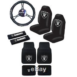 New NFL Oakland Raiders Car Truck Seat Covers Steering Wheel Cover Floor Mats