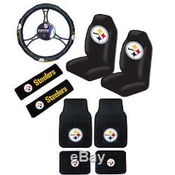 New NFL Pittsburgh Steelers Car Truck Seat Covers Steering Wheel Cover Floor Mat