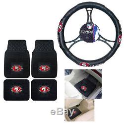 New NFL San Francisco 49ers Car Truck Front Back Floor Mats Steering Wheel Cover