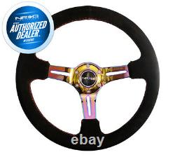 New Nrg 3deep Neochrome Spoke Suede Red Stitch Steering Wheel Rst-018s-mcrs