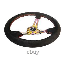 New Nrg 3deep Neochrome Spoke Suede Red Stitch Steering Wheel Rst-018s-mcrs