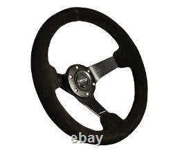 New Nrg Reinforced 330mm 3deep Dish Black Suede Steering Wheel Rst-033bk-s