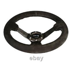 New Nrg Reinforced 330mm 3deep Dish Black Suede Steering Wheel Rst-033bk-s