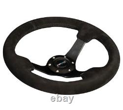 New Nrg Reinforced 330mm 3deep Dish Black Suede Steering Wheel Rst-033bk-s