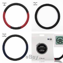 New Official Alcantara Suede Steering Wheel Cover Dual For Vehicle Charcoal 37mm