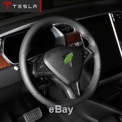 New Real Glossy Carbon Fiber Steering Wheel Cover Trim For Tesla Model S Model X