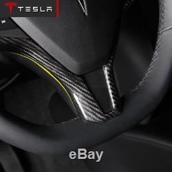 New Real Glossy Carbon Fiber Steering Wheel Cover Trim For Tesla Model S Model X