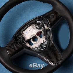 New Real Glossy Carbon Fiber Steering Wheel Cover Trim Sticker For Tesla Model 3