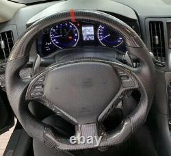 New Real carbon fiber flat sport steering wheel for Infiniti G25 G37 G35 09-13