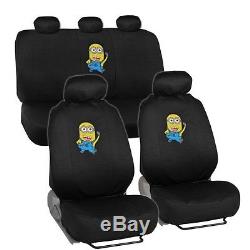 New Set Despicable Me Minions Car Seat Covers Steering Wheel Cover & Floor Mats
