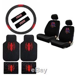 New Spiderman Spider Man Car Seat Covers Floor Mats Steering Wheel Cover
