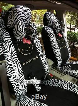 New cute hot Hello Kitty black car seat cover steering wheel cover 10 pcs