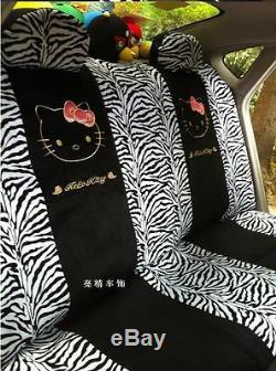 New cute hot Hello Kitty black car seat cover steering wheel cover 10 pcs