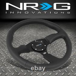 Nrg Reinforced 350mm 2.5 Deep Dish Matte Spokes Black Leather Steering Wheel