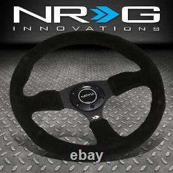 Nrg Reinforced 350mm 2.5deep Dish Black Suede Racing Steering Wheel+horn Button
