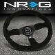 Nrg Reinforced 350mm 2.5deep Dish Black Suede Racing Steering Wheel+horn Button