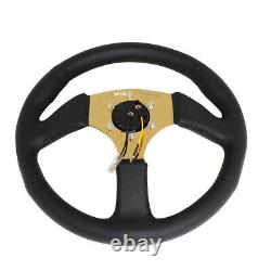 Nrg Reinforced 350mm 2.5deep Dish Gold Chromed Spokes Leather Steering Wheel