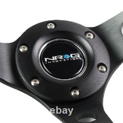 Nrg Reinforced 350mm 3-spoke Aluminum Black Leather 3deep Dish Steering Wheel