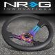 Nrg Reinforced 350mm 3deep Dish Neo Chrome Spoke Black Leather Steering Wheel