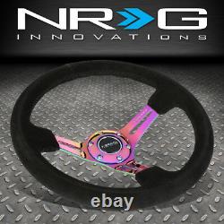 Nrg Reinforced 350mm 3deep Neo Chrome Spoke Black Suede Racing Steering Wheel