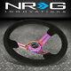 Nrg Reinforced 350mm 3deep Neo Chrome Spoke Black Suede Racing Steering Wheel