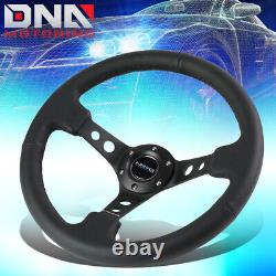 Nrg Reinforced Rst-006bk 350mm Black Leather 3deep Dish Racing Steering Wheel