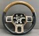 OEM 13-18 RAM Truck Woodgrain Black Leather Steering Wheel Radio Cruise Control