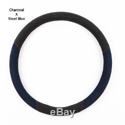 Official Alcantara Suede Steering Wheel Cover Dual For Vehicle Charcoal 37mm