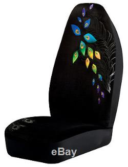 PEACOCK BUCKET SEAT COVERS & STEERING WHEEL COVER 3-PC SET