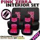 PINK Zebra Mesh Seat Covers Set Animal Print 11pc Steering Wheel Cover Universal