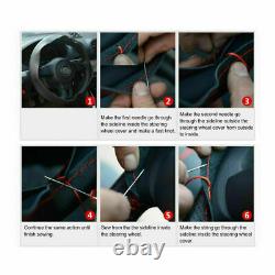 PU Leather Steering Wheel Cover Protector With Needle Thread Car Accessories