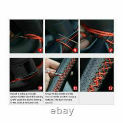 PU Leather Steering Wheel Cover Protector With Needle Thread Car Accessories