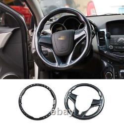 Pattern Steering Wheel Carbon For Chevrolet Cruze 2010-2015 2PC Cover Decor Trim