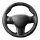 Perforated Leather Carbon Fiber Steering Wheel Stitch Cover For Tesla Model 3