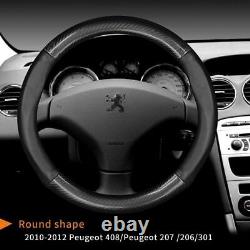 Peugeot Carbon Fiber Cow Leather Car Steering Wheel Cover For Peugeot 308 207 20
