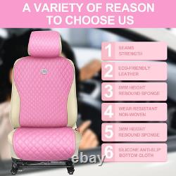 Pink Car Accessories Set Car Seat Covers Full Set Steering Wheel Cover Headrest