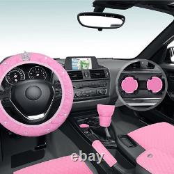 Pink Car Accessories Set Car Seat Covers Full Set Steering Wheel Cover Headrest