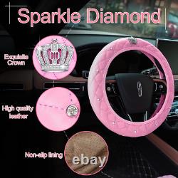 Pink Car Accessories Set Car Seat Covers Full Set Steering Wheel Cover Headrest