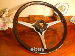 Porsche Steering Wheel 356 B C Carrera 2 VDM Original. Vintage Leather Covered