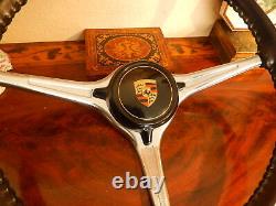 Porsche Steering Wheel 356 B C Carrera 2 VDM Original. Vintage Leather Covered