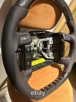 QS CARBON FIBER Steering Wheel FOR FORD F150 F250 XLT 92-96 YEARS WithRED RING