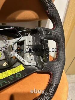 QS CARBON FIBER Steering Wheel FOR FORD F150 F250 XLT 92-96 YEARS WithRED RING