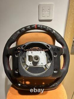QS CARBON FIBER Steering Wheel FOR FORD F150 F250 XLT 92-96 YEARS WithRED RING