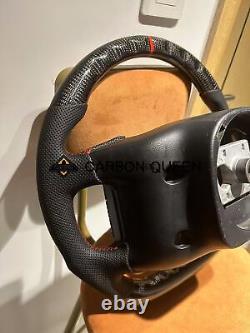 QS CARBON FIBER Steering Wheel FOR FORD F150 F250 XLT 92-96 YEARS WithRED RING